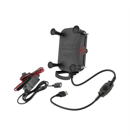 RAM Tough-Charge Waterproof Wireless Motorcycle Charging Holder with Charger
