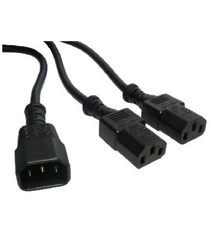 RB-344 - 2.5m IEC C14 Male - 2 x IEC C13 Female Black Power Splitter Cable