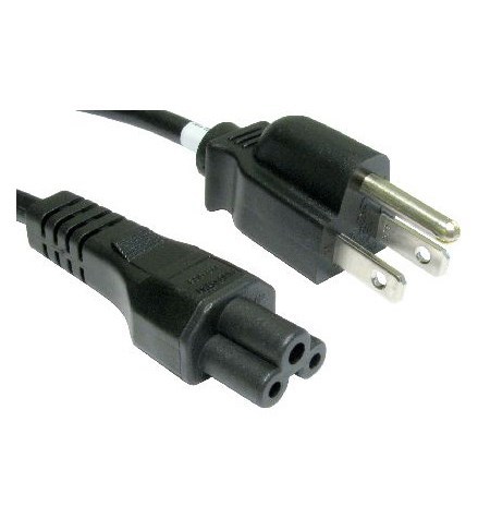 RB-500 - 2m US mains plug male - C5 female clover leaf black power cable