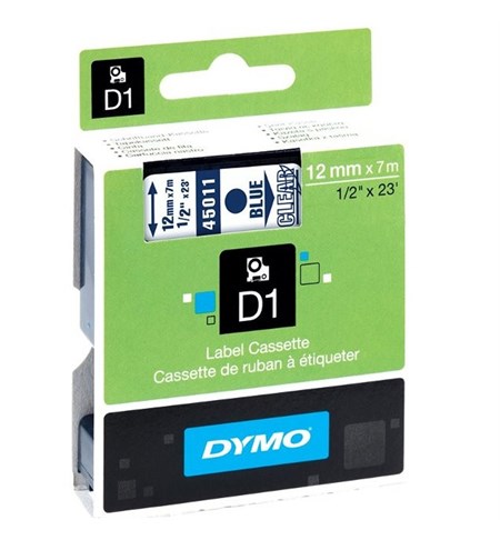 S0720510 - Dymo Tape (Blue on Transparent, 12mm)