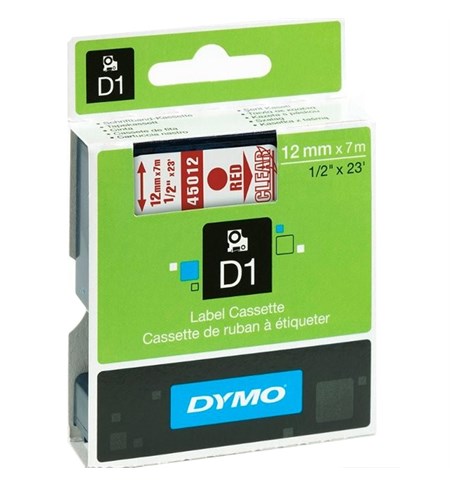 S0720520 - Dymo Tape (Red on Transparent, 12mm)