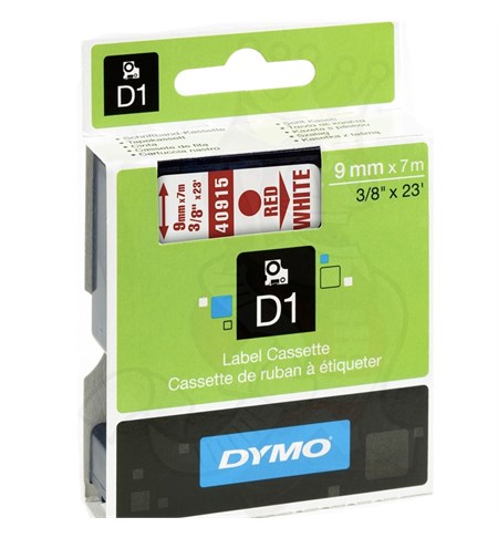 S0720700 - Dymo Tape (Red on White, 9mm)
