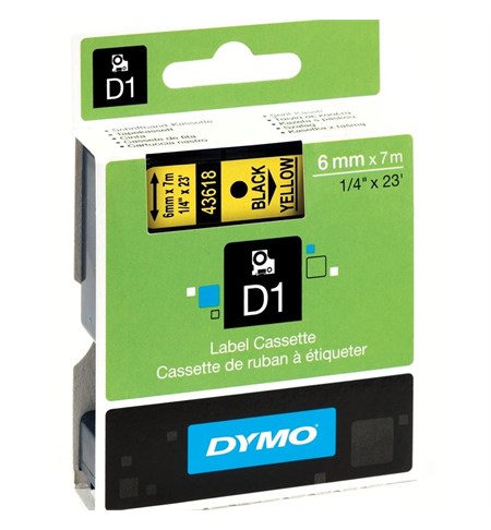 S0720790 - Dymo Tape (Black on Yellow, 6mm)