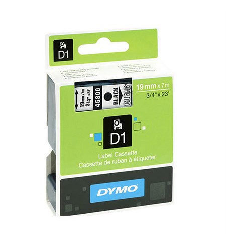 S0720820 - Dymo Tape (Black on Transparent, 19mm)