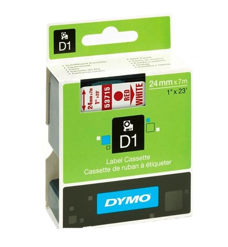 S0720950 - Dymo Tape (Red on White, 24mm)