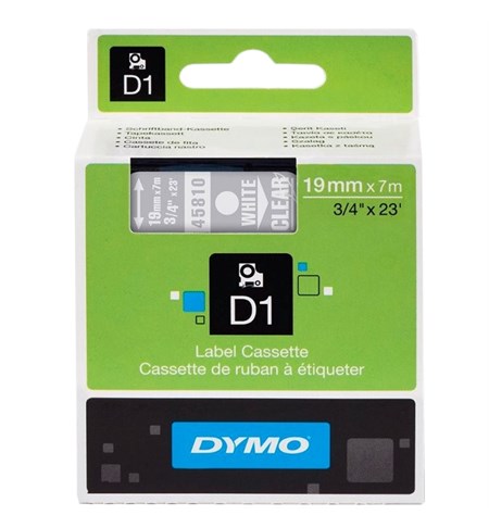 S0721000 - Dymo Tape (White on Clear, 24mm)