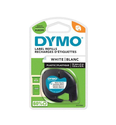 Dymo 12mm x 4m LetraTAG Plastic Tape (White)