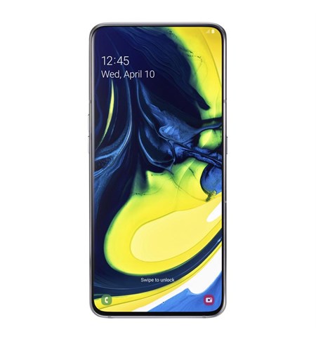 Galaxy A80, 6.7in S AMOLED display, 3 x rear cameras, Android, Silver.