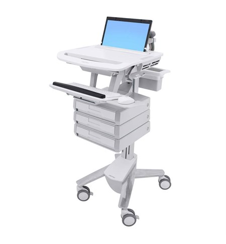 StyleView Laptop Cart, 3 Drawers (1x3) Full-Featured Medical Cart