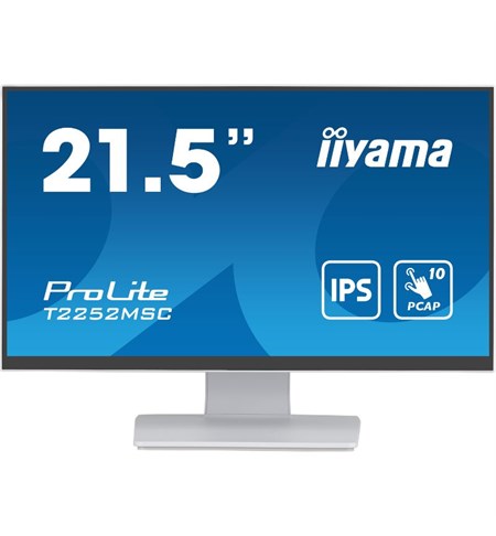 Iiyama ProLite T2252MSC-W2 Computer Monitor, 21.5 Inch, Full HD, White