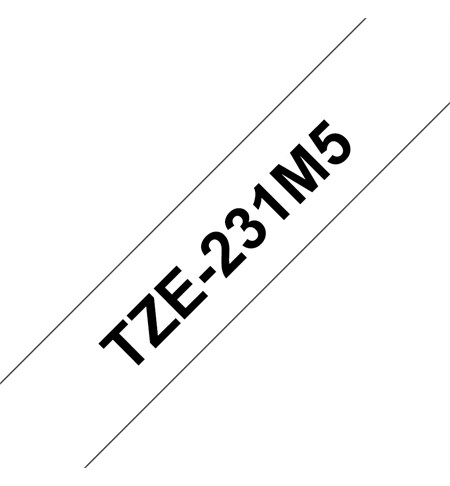 Brother TZe-231M5 Labelling Tape Cassettes - Black on White, 12mm wide (5 Pack)