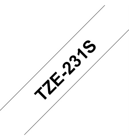 Brother TZe-231S Labeling Tape Cassette - Black on White, 12mm Wide