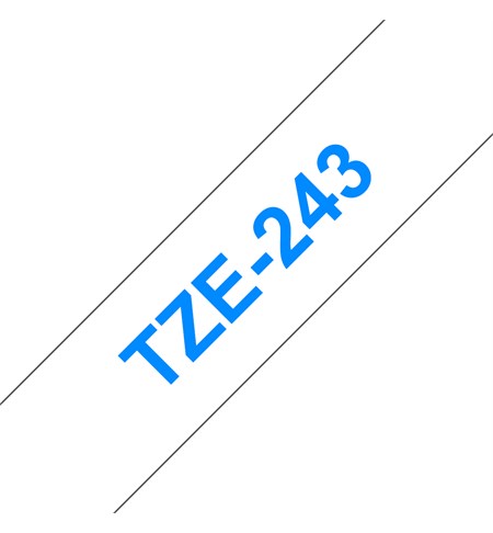 Brother TZe-243 Labelling Tape Cassette - Blue on White, 18mm wide