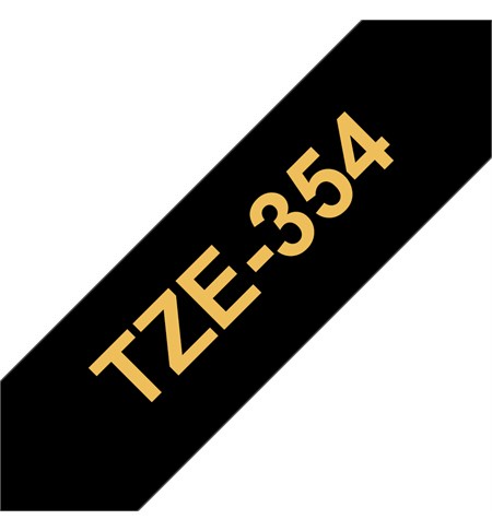 Brother TZe-354 Labelling Tape Cassette - Gold on Black, 24mm wide