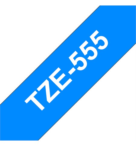 Brother TZe-555 Labelling Tape Cassette - White On Blue, 24mm wide