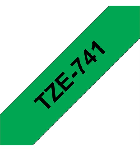 Brother TZe-741 Labelling Tape Cassette - Black on Green, 18mm wide