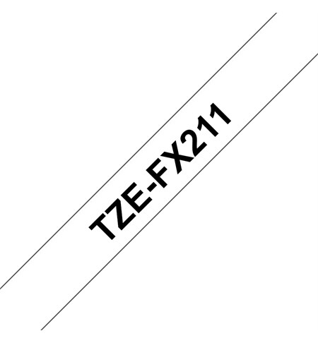 Brother TZe-FX211 Labelling Tape Cassette - Black on White Flexible-ID, 6mm wide