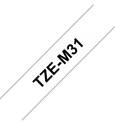 Brother TZe-M31 Matt Laminated Labelling Tape Cassette - Black on Clear, 12mm wide