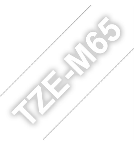 Brother TZe-M65 Matt Laminated Labelling Tape Cassette - White On Clear, 36mm wide