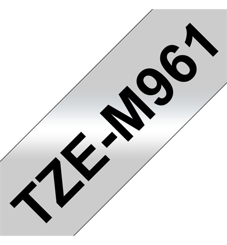 Brother TZe-M961 Matt Laminated Labelling Tape Cassette - Black on Silver, 36mm wide