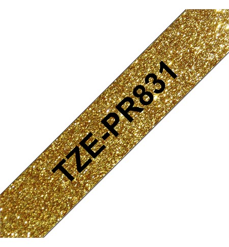 Brother TZe-PR831 Labelling Tape Cassette - Black On Premium Gold, 12mm wide