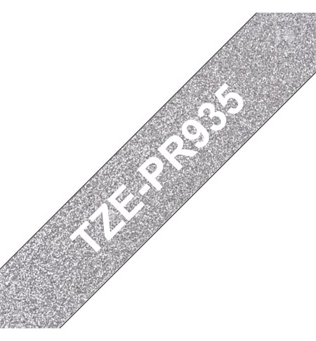 Brother TZe-PR935 Labelling Tape Cassette - White On Premium Silver, 12mm wide
