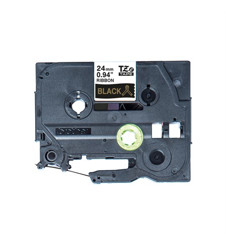Brother TZe-R354 Ribbon Tape Cassette - Gold on Black, 24mm wide