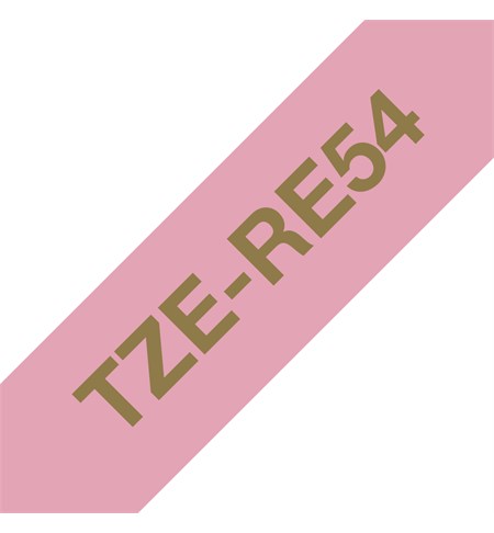 Brother TZe-RE54 Ribbon Tape Cassette - Gold on Pink, 24mm wide