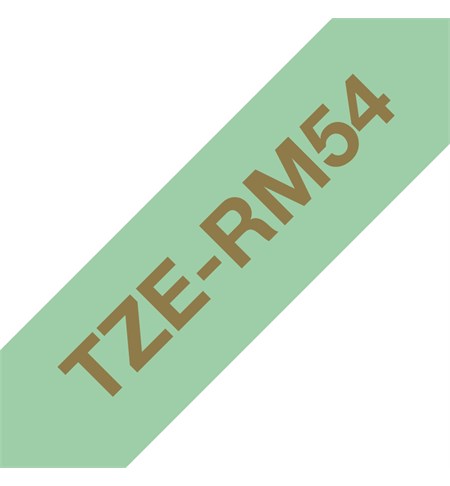 Brother TZe-RM54 Ribbon Tape Cassette - Gold on Mint Green, 24mm wide