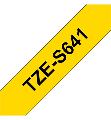 Brother TZe-S641 Labelling Tape Cassette - Black on Yellow Strong Adhesive, 18mm wide
