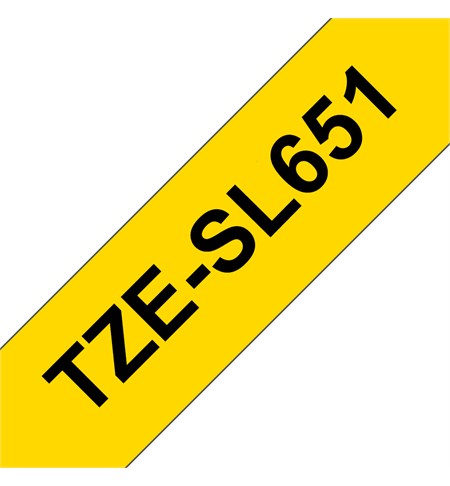 Brother TZe-SL651 Self-Laminating Labelling Tape Cassette - Black on Yellow, 24mm wide