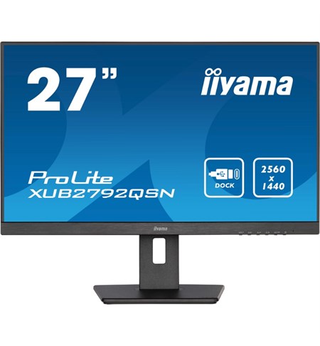 Iiyama ProLite XUB2792QSN-B5 LED Monitor, 27 Inch, USB-C Dock, RJ45 (LAN), WQHD, Black