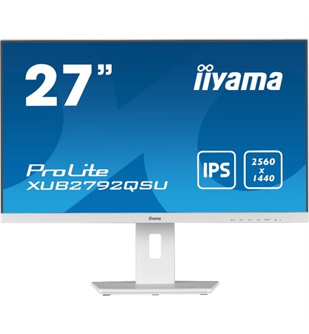 Iiyama ProLite XUB2792QSU-W5 LED Monitor, 27 Inch, WQHD, White