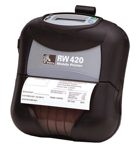 Zebra RW420 Mobile Printer - Bluetooth, Linered Platen, MCR/ SCR, EMV Certified