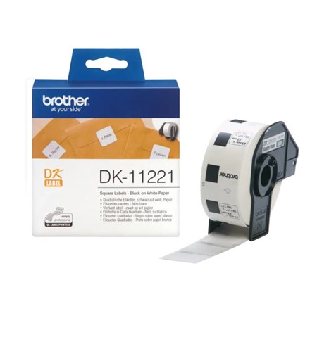 DK-11221 Brother Genuine Label Roll, Black on White (23 x 23 mm)