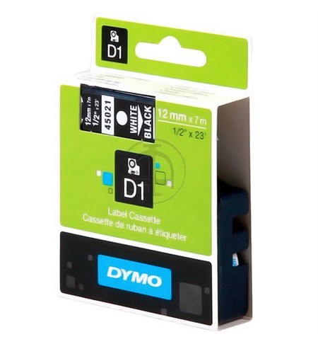 S0720610 - Dymo Tape (White on Black, 12mm)