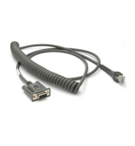CBA-R37-C09ZBR Zebra Cable, RS232: DB9F, 9ft. (2.8m) Coiled, Power Pin9, with TTL Current Limit Protection