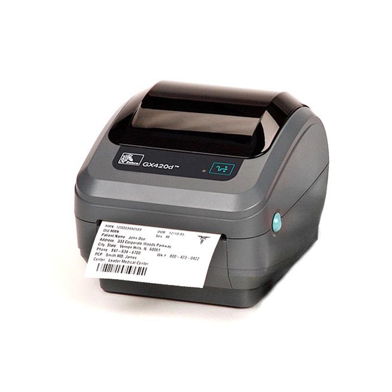 Zebra GX430t Thermal Transfer Desktop Printer for labels, Receipts, Barcodes, Tags, and Wrist Bands Print Width of in USB, Serial, and Paralle - 1